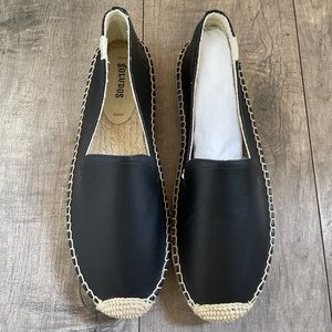 Soludos Black Leather Espadrille Slippers NWT